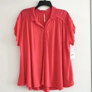 FREE PEOPLE Low down cotton/linen henley